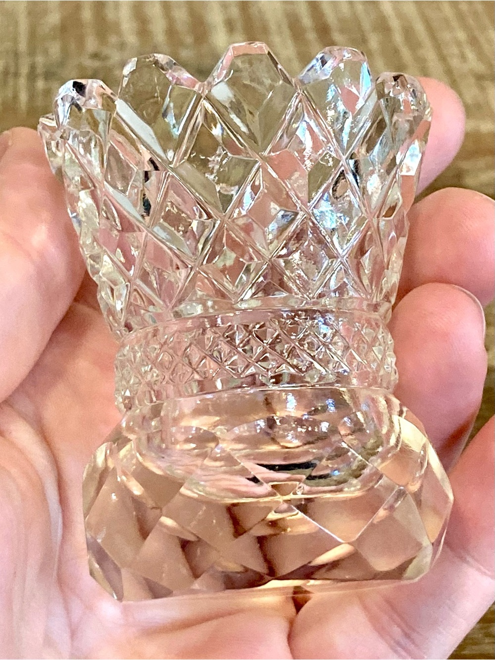 Vintage Glass Toothpick Holder Diamond Pattern - Picture 8 of 10